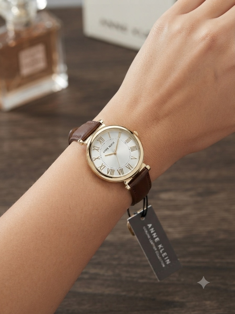 Anne Klein Gold and Brown Classic Roman Numeral Watch